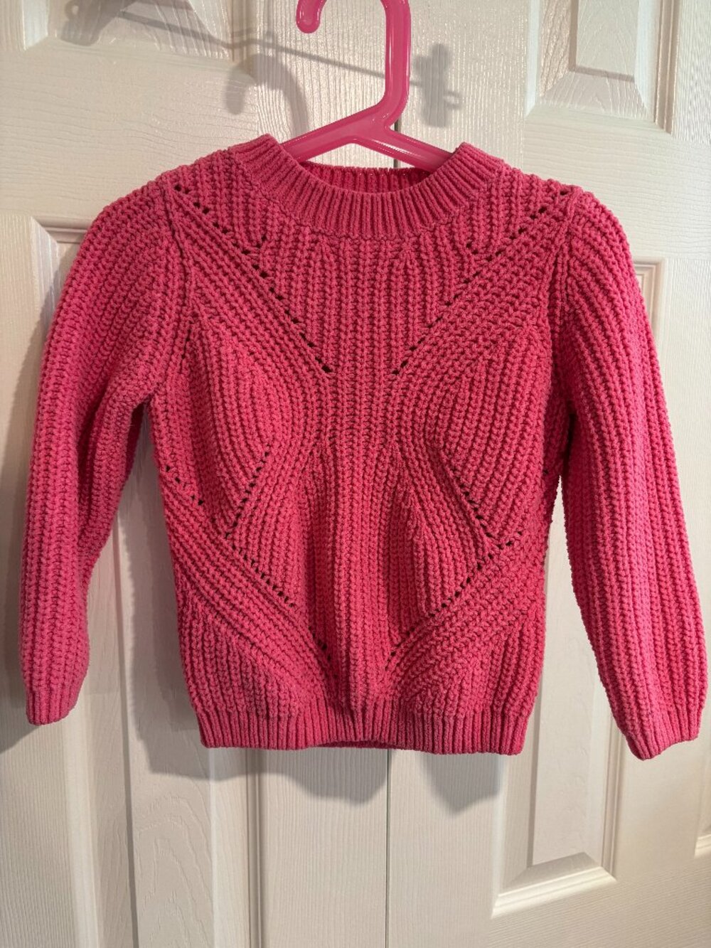 F&F Crewneck Cable Knit Sweater Pink Girl's 4-5.